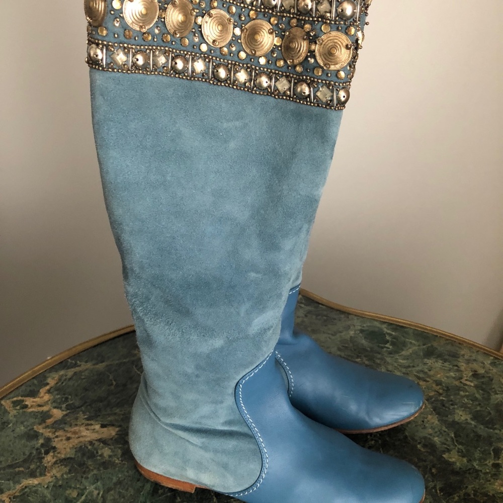 Giuseppe Zanotti blue suede boots, sz.8.5, good - Picture 2 of 8